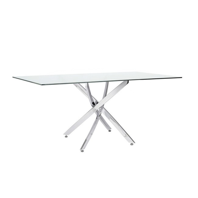 TAVOLO GEORGE BASE CROMO E PIANO RETT. TRAS 160X90
