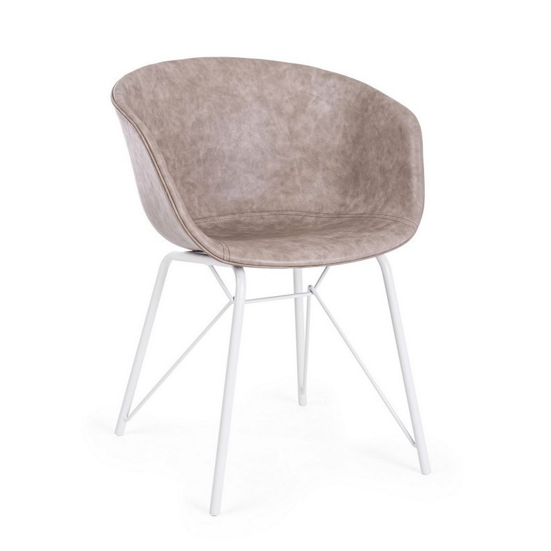 Bizzotto Sedia in ecopelle beige Warhol