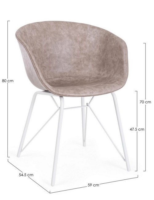 Bizzotto Sedia in ecopelle beige Warhol