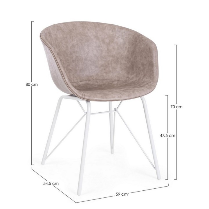 Bizzotto Sedia in ecopelle beige Warhol