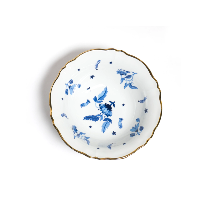 Insalatiera Bitossi decoro blu con filo oro
