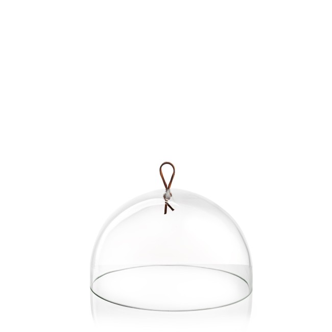 Ivv Vertigo campana trasparente con pomello in cuoio cm 25 Ivv Vertigo campana trasparente con pomello in cuoio cm 25