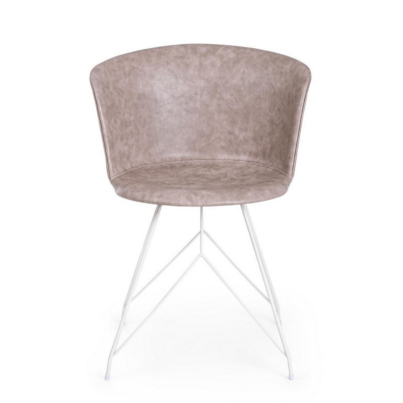 Bizzotto sedia in ecopelle beige loft davanti