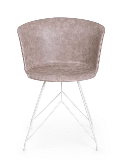 Bizzotto sedia in ecopelle beige loft davanti