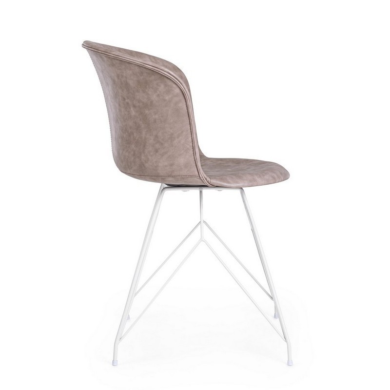 Bizzotto sedia in ecopelle beige loft profilo di lato