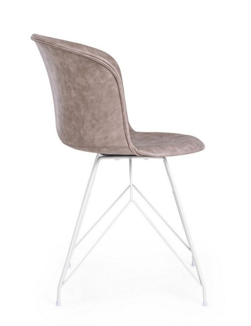 Bizzotto sedia in ecopelle beige loft profilo di lato