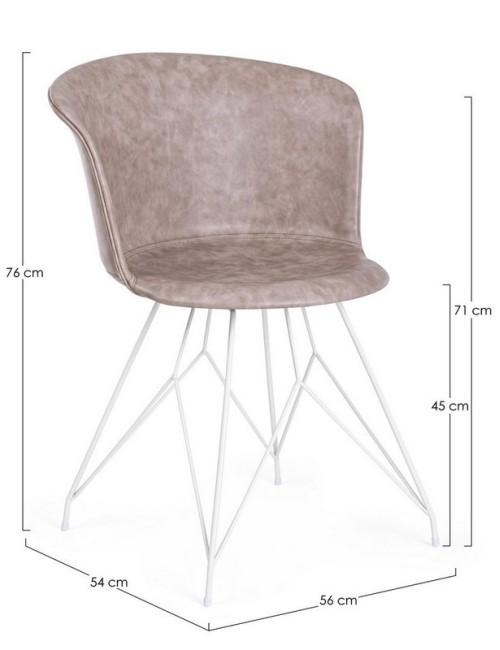 Bizzotto sedia in ecopelle beige loft misure