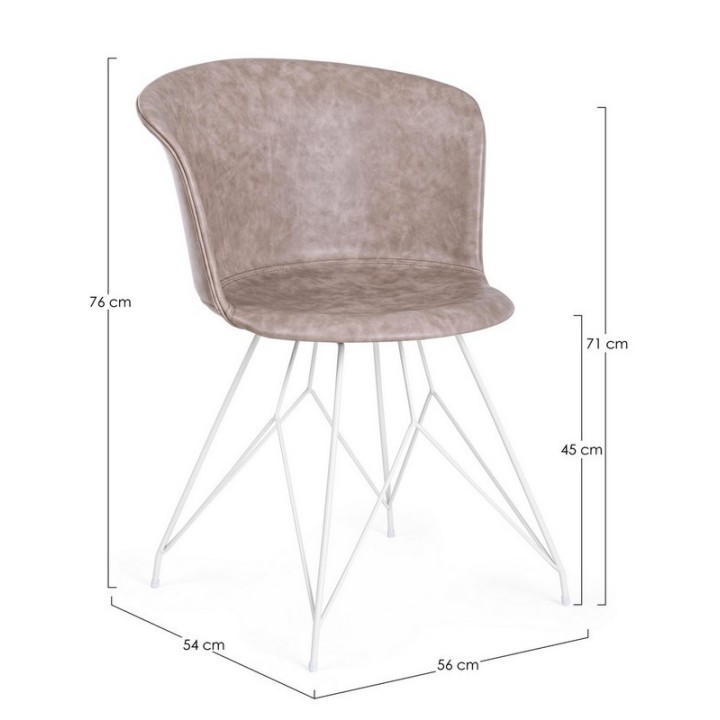 Bizzotto sedia in ecopelle beige loft misure