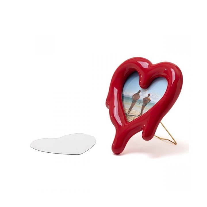Seletti Melted Heart rosso specchio 30 × 35 cm