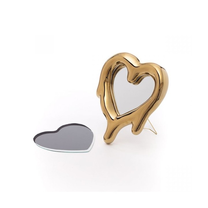 Seletti Melted Heart oro specchio 30 × 35 cm