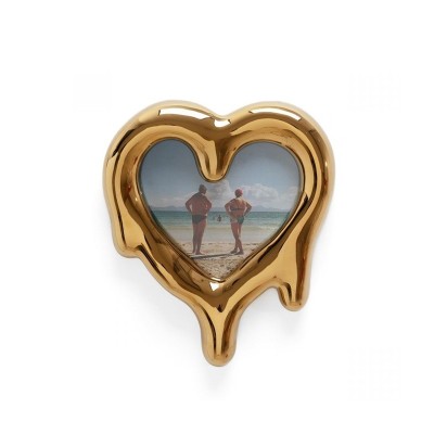 Melted Heart Gold | Specchio con Cornice a Cuore Fuso di...