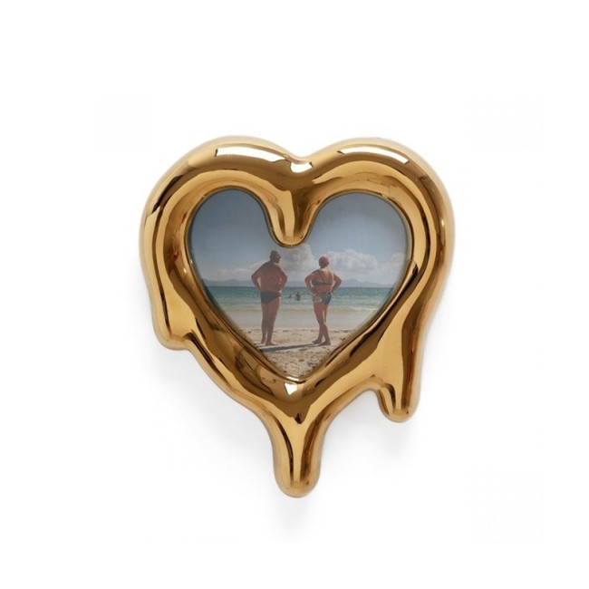 Melted Heart Gold | Specchio con Cornice a Cuore Fuso di Seletti