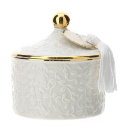 Hervit Contenitore in porcellana Romance Bianco e Oro 10 cm