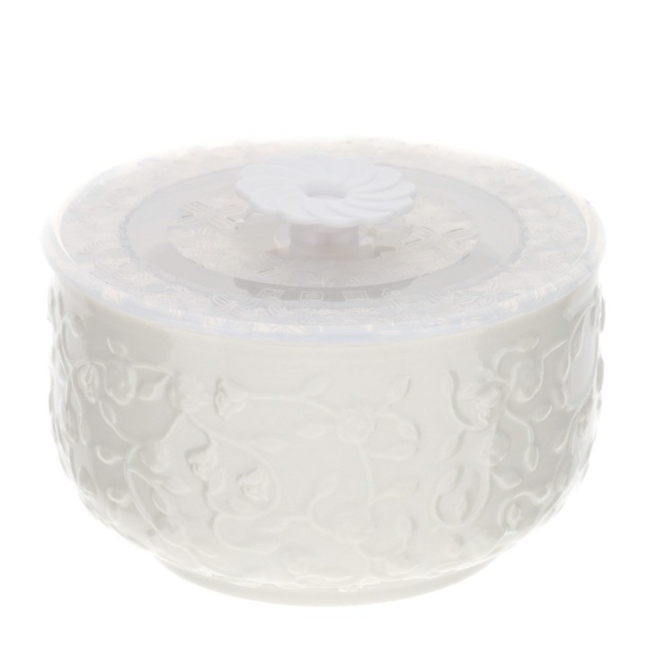 Hervit Contenitore porcellana Romance bianco 10x6 cm