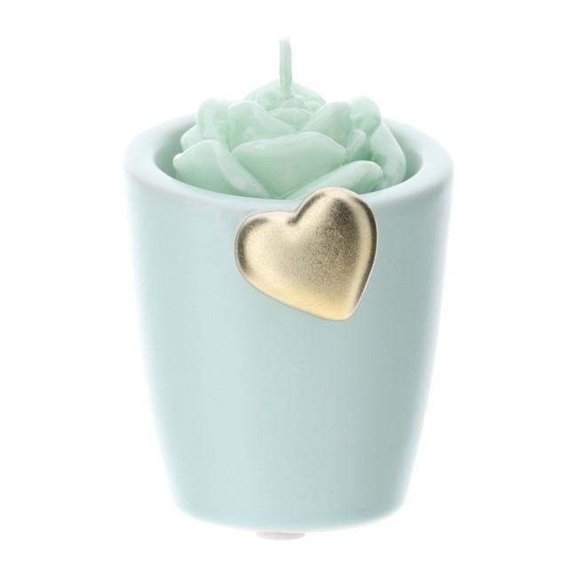 Hervit Portacandela gres Verde cuore oro 8 cm Hervit Portacandela gres Verde cuore oro 8 cm