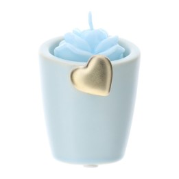Hervit Portacandela gres Blu cuore oro 8 cm