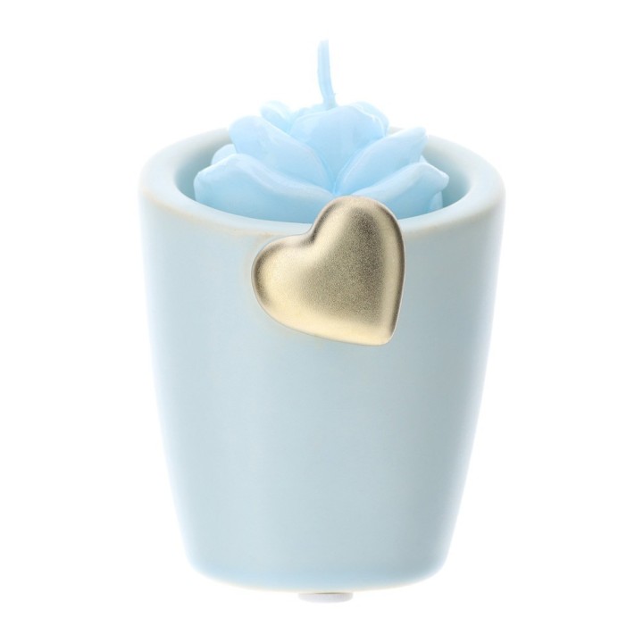 Hervit Portacandela gres Blu cuore oro 8 cm