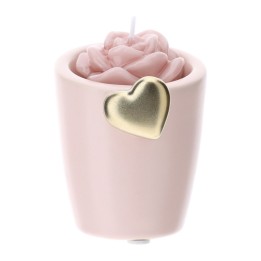 Hervit Portacandela gres Rosa cuore oro 8 cm