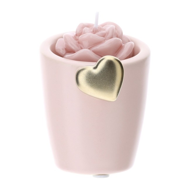 Hervit Portacandela gres Rosa cuore oro 8 cm Hervit Portacandela gres Rosa cuore oro 8 cm