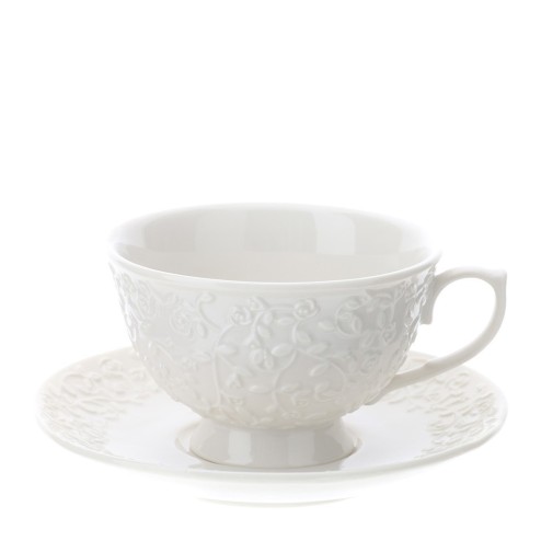 Hervit Tazza tè in porcellana romance bianca