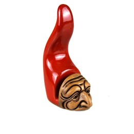 Macrì Portabiglietti corno rosso con Pulcinella