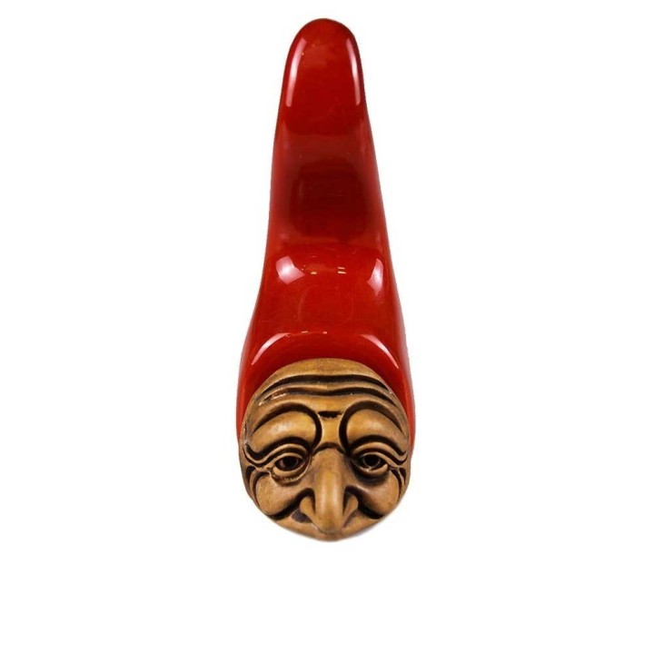 Macrì Portabiglietti corno rosso con Pulcinella