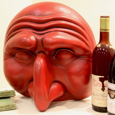 MASCHERA DI PULCINELLA IN TERRACOTTA GRANDE ROSSA 2