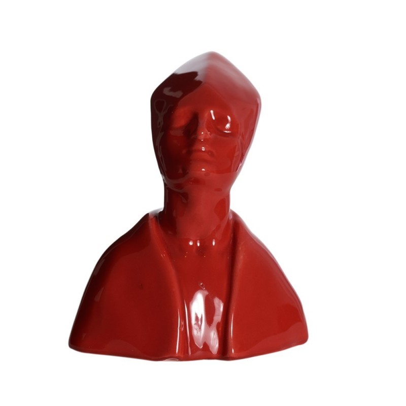 Scultura Portafortuna San Gennaro Rosso Macrì in Terracotta Artigianale (H13 cm)