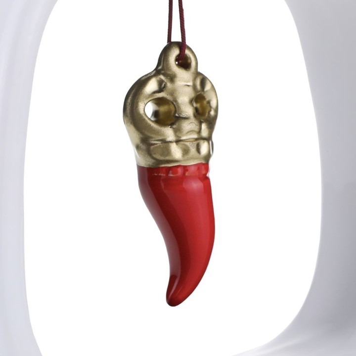 Macrì Cornice con corno rosso e oro