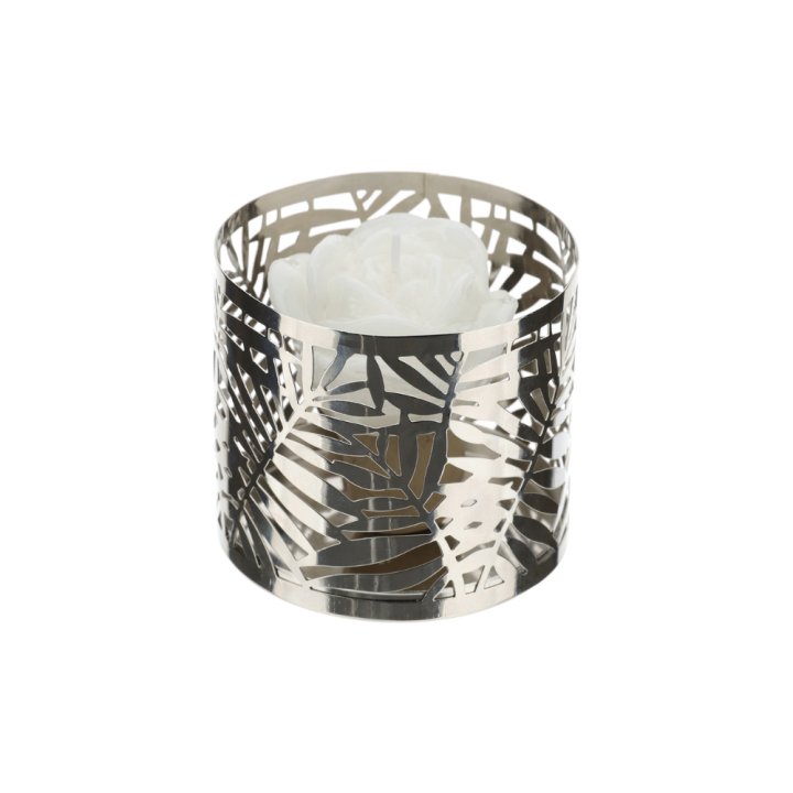 Hervit Portacandela felce in metallo diametro 9x8 cm