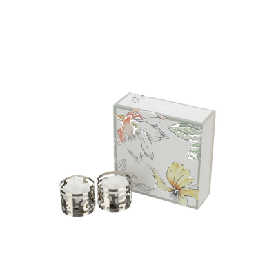 Hervit Set 2 portacandele in metallo 5,3x4 cm