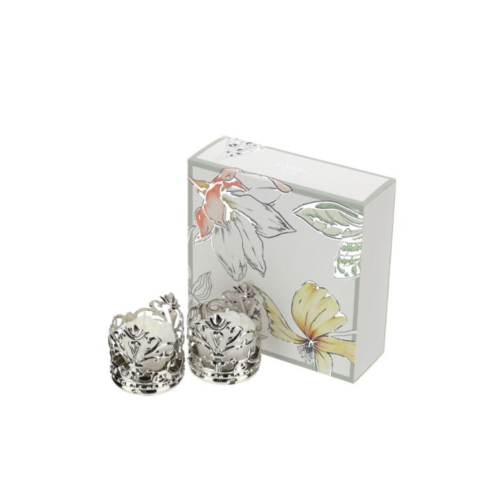 Hervit Creations Box 2 portacandele argento Ø 5,5 cm