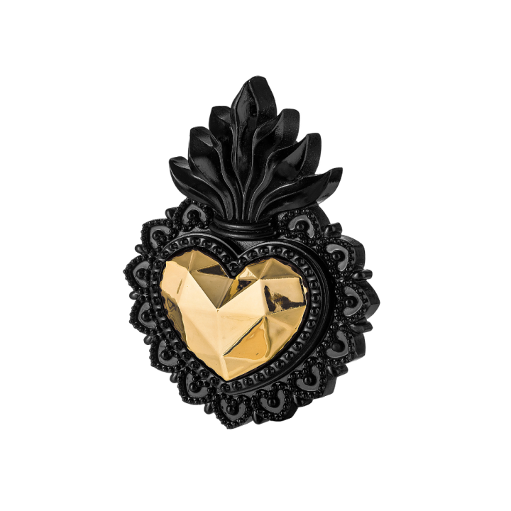 Bongelli Preziosi Cuore ex voto nero e oro 9 × 12