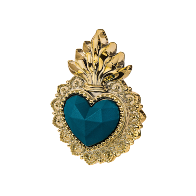 CUORE EX VOTO 9X12 ORO/BLU