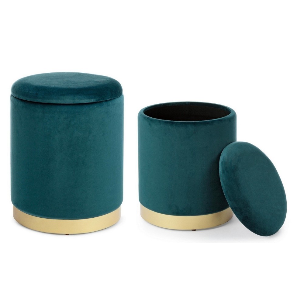 ECHE HOME - ZEM QUEEN POUF/SGABELLO ROTONDO NERO-ARGENTO