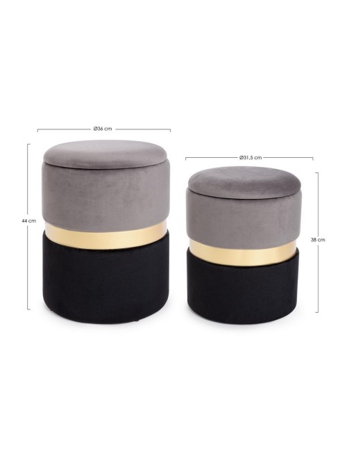 Pouf Contenitore Grigio Nero Polina Ø31,5 –...