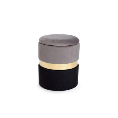 Pouf Contenitore Grigio Nero Polina Ø31,5 – Bizzotto