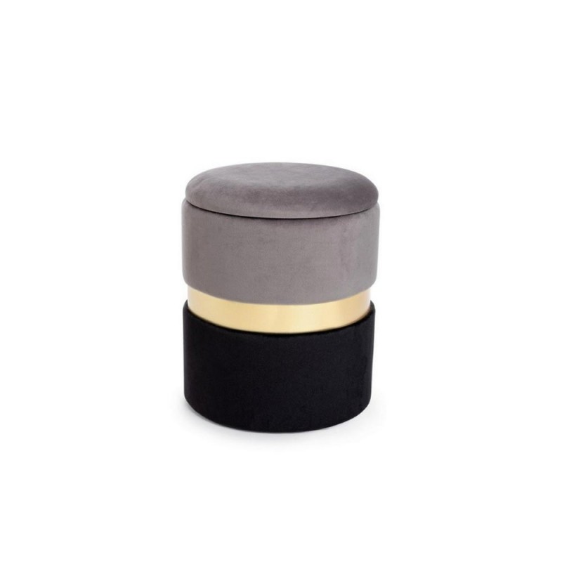 Pouf Contenitore Grigio Nero Polina Ø31,5 – Bizzotto