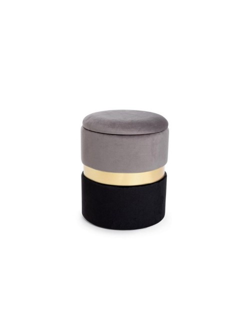 Pouf Contenitore Grigio Nero Polina Ø31,5 – Bizzotto