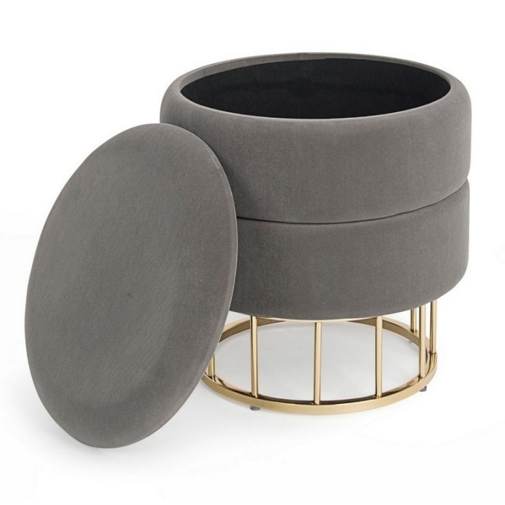 Bizzotto Sgabello contenitore Pavlina grigio scuro Ø 37,5 cm