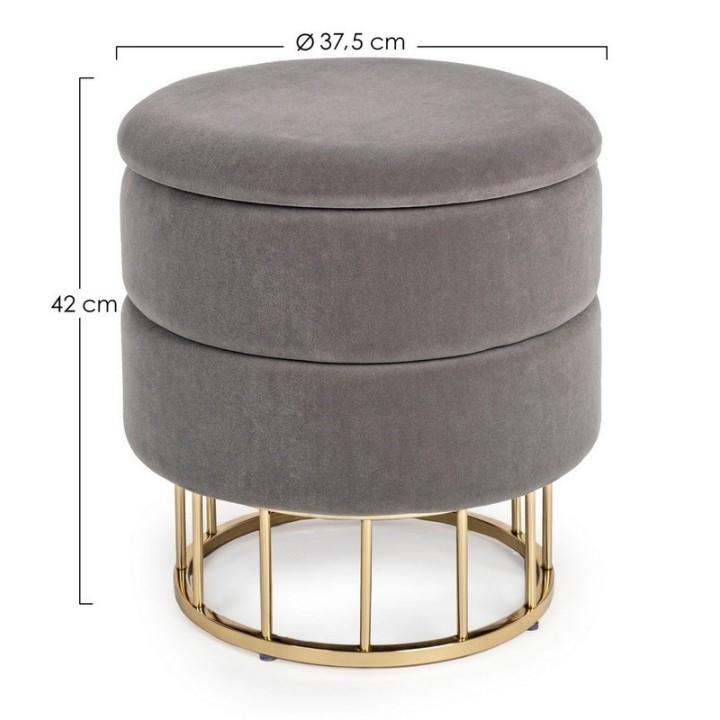 Bizzotto Sgabello contenitore Pavlina grigio scuro Ø 37,5 cm