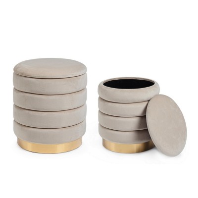 Pouf Contenitore Darina Beige Bizzotto Piccolo Ø36xH38 cm 2