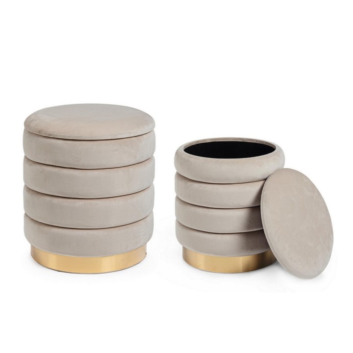 Bizzotto Pouf contenitore Darina beige piccolo Ø 36 cm