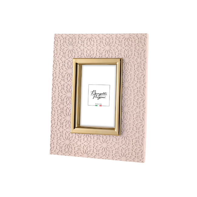 Porta foto cipria con fiori Bongelli Preziosi 13x18 cm