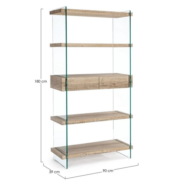 Bizzotto Libreria Kenya Line 4 ripiani 2 cassetti 90 × 39 cm