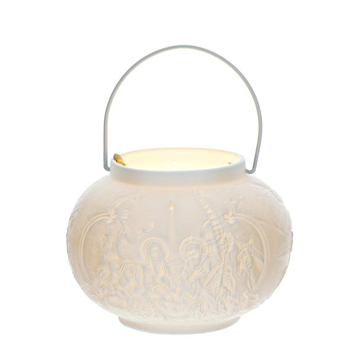 Hervit Lanterna Porcellana Bianca Biscuit 12x9 cm