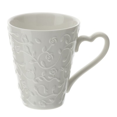 Hervit set 2 mug porcellana romance bianca 11x9,5 cm