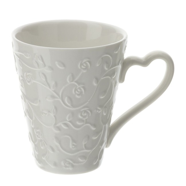 Hervit set 2 mug porcellana romance bianca 11x9,5 cm Hervit set 2 mug porcellana romance bianca 11x9,5 cm