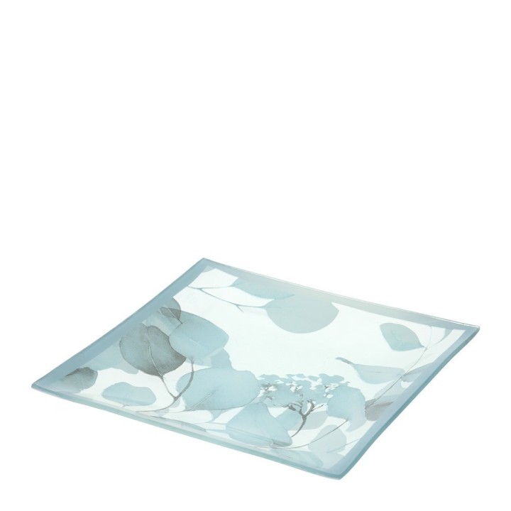 Hervit Piatto quadrato Botanic in vetro blu 20 × 20 cm