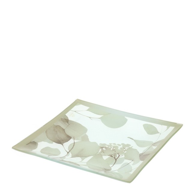 Hervit Piatto in vetro giallo botanic 20x20 cm Hervit Piatto in vetro giallo botanic 20x20 cm
